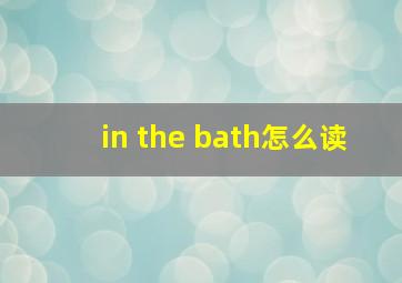 in the bath怎么读